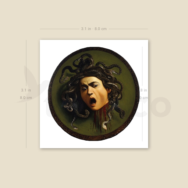Tatuaje temporal de Medusa de Caravaggio (juego de 3)