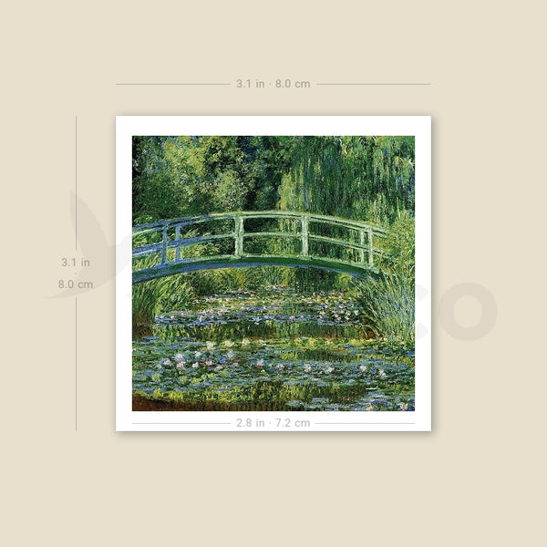 Water Lilies and Japanese Bridge Temporary Tattoo - Set of 3