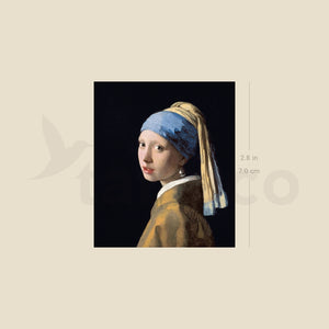 Girl with a Pearl Earring Temporary Tattoo - Set of 3