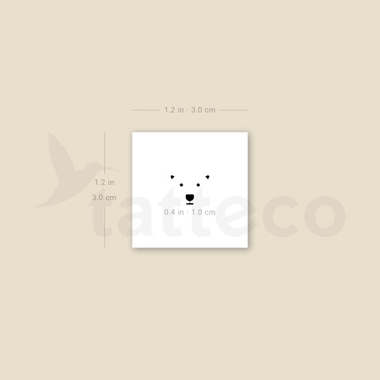 Small Polar Bear Face Temporary Tattoo - Set of 3