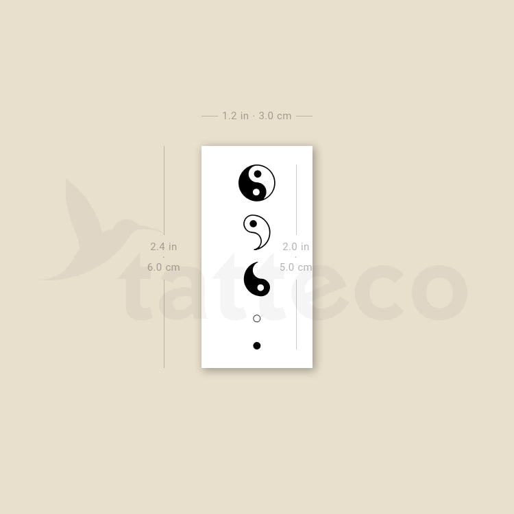 Yin Yang Deconstruction Temporary Tattoo - Set of 3