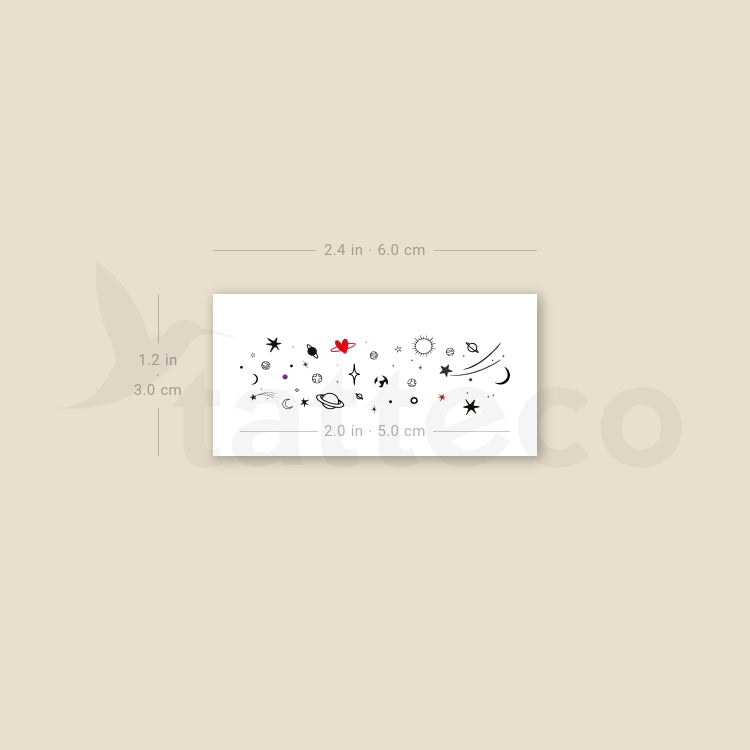 Small Galaxy Temporary Tattoo - Set of 3
