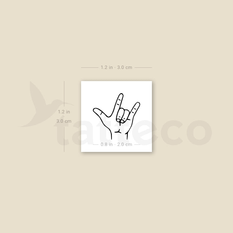 I Love You Sign Language Gesture Temporary Tattoo for Weddings - Set of 100