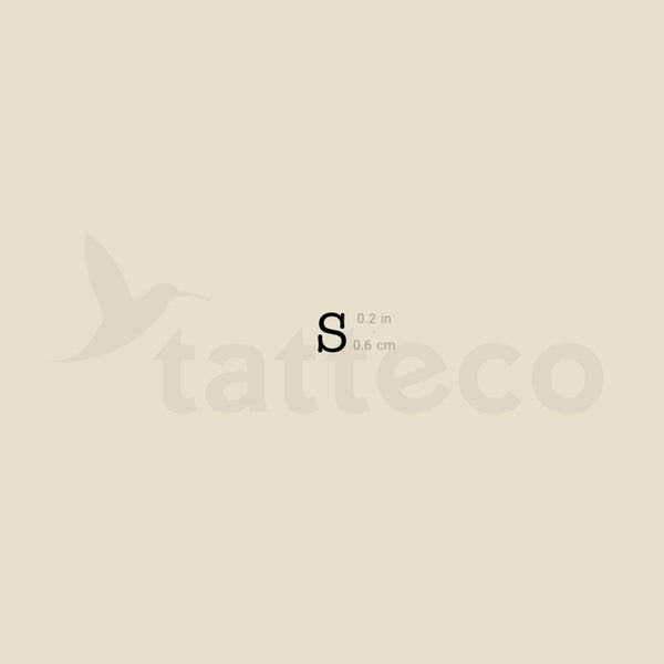 S Uppercase Typewriter Letter Temporary Tattoo - Set of 3