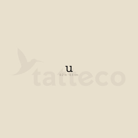 U Lowercase Typewriter Letter Temporary Tattoo - Set of 3
