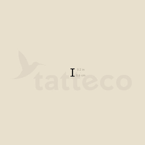 I Uppercase Typewriter Letter Temporary Tattoo - Set of 3
