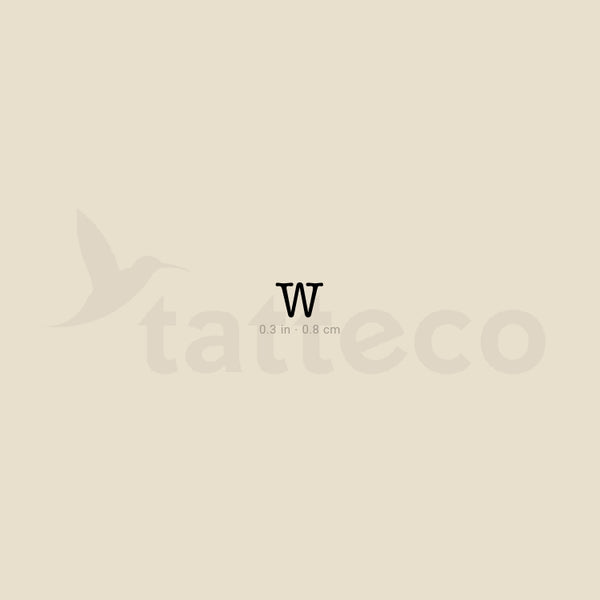 W Uppercase Typewriter Letter Temporary Tattoo - Set of 3