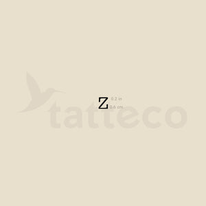 Z Uppercase Typewriter Letter Temporary Tattoo - Set of 3