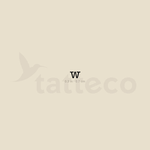 W Lowercase Typewriter Letter Temporary Tattoo - Set of 3