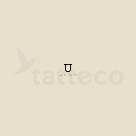 U Uppercase Typewriter Letter Temporary Tattoo - Set of 3