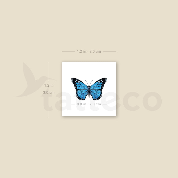 Blue Butterfly Temporary Tattoo - Set of 3