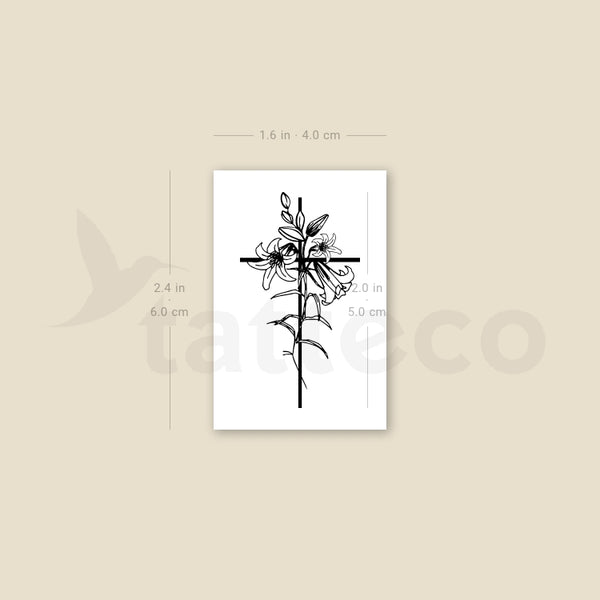 Flower Cross Temporary Tattoo - Set of 3