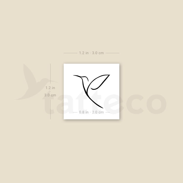 Fine Line Hummingbird (Right) Temporary Tattoo - Set of 3