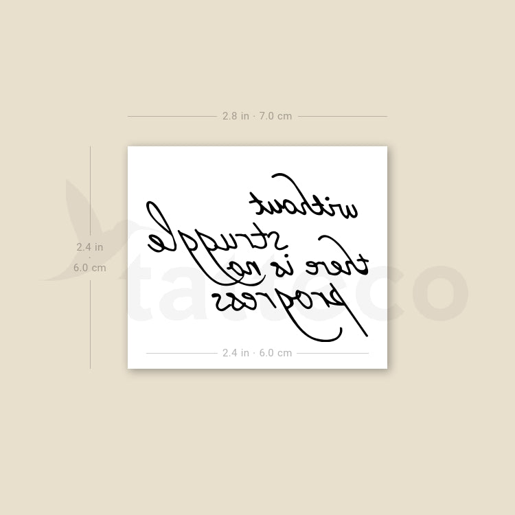 Without Struggle There Is No Progress Temporary Tattoo - Set of 3
