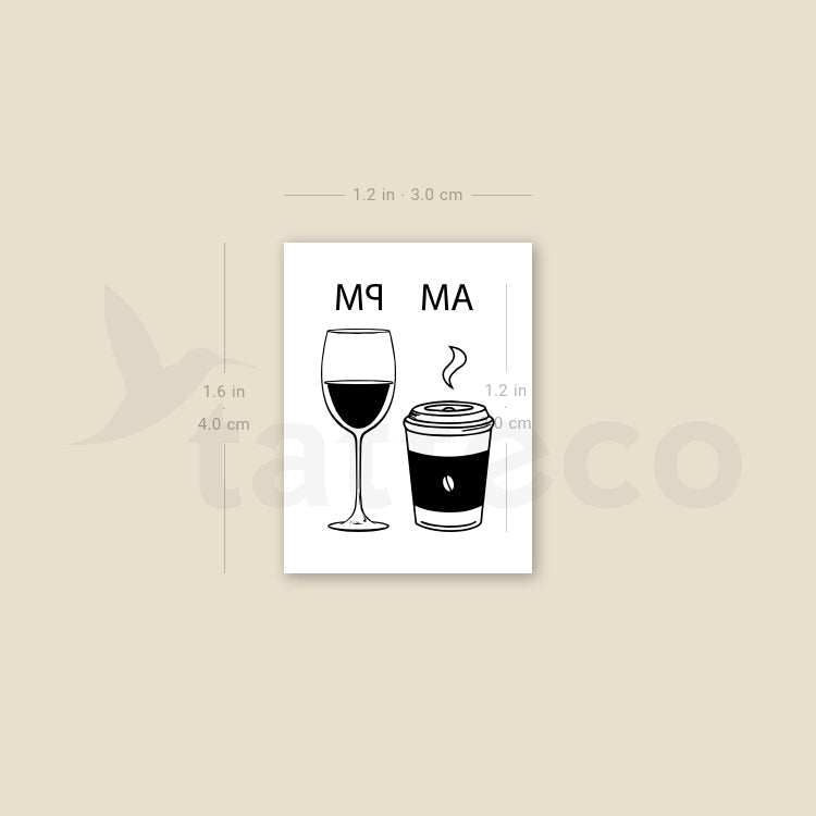 Tatuaje temporal de vino y café - Juego de 3