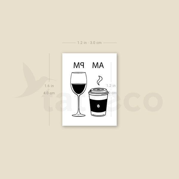 Wine and Coffee Temporary Tattoo - Set of 3