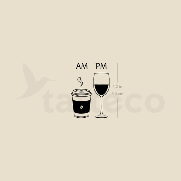 Wine and Coffee Temporary Tattoo - Set of 3