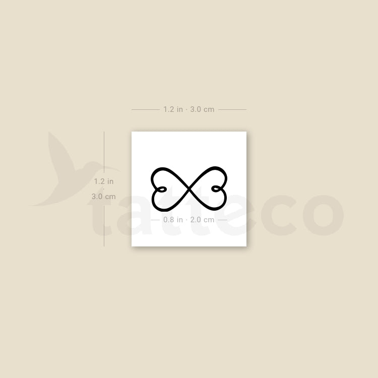 Small Double Heart Infinity Temporary Tattoo - Set of 3