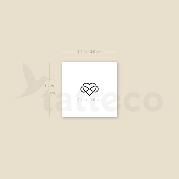Tiny Intertwined Heart And Infinity Symbol Temporary Tattoo - Set of 3