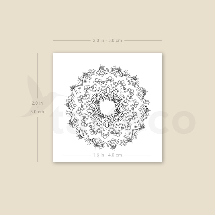 Flowerage Mandala Temporary Tattoo - Set of 3