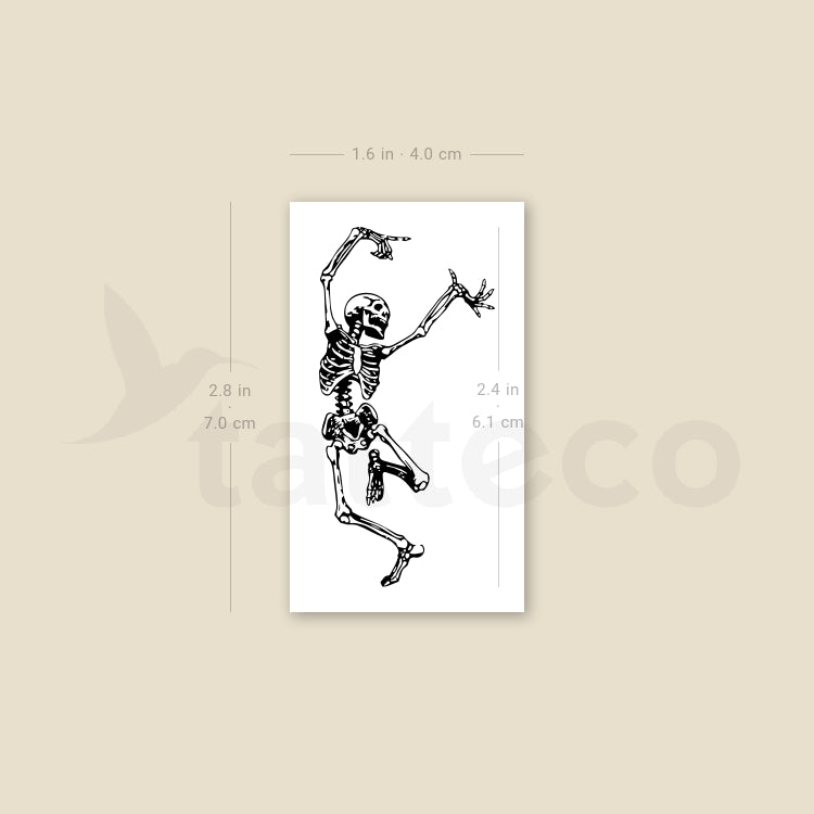 Dancing Skeleton Temporary Tattoo - Set of 3