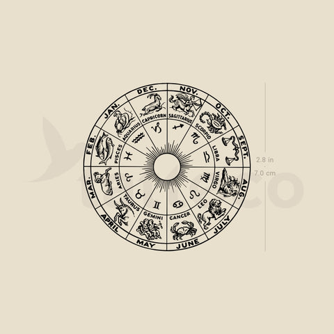 Zodiac Cross Temporary Tattoo - Set of 3