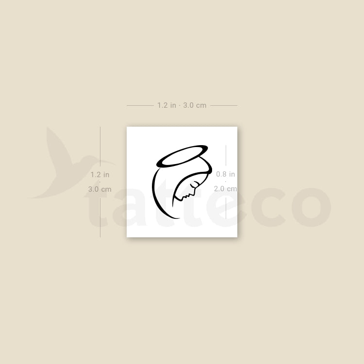 Tatuaje temporal minimalista de la Virgen María - Juego de 3