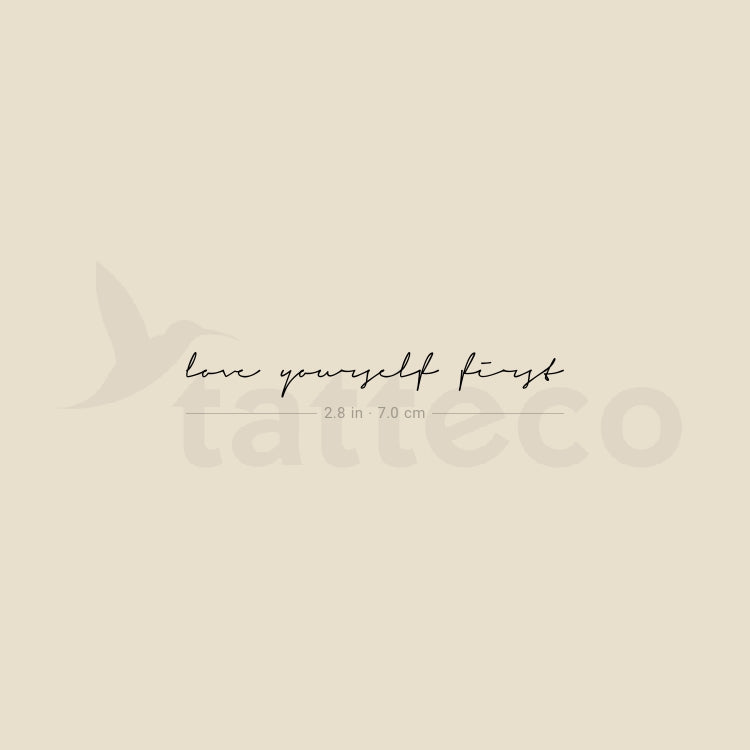 Handwritten Font Love Yourself First Temporary Tattoo - Set of 3