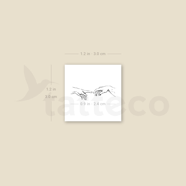 Small Creation of Adam Hands Temporary Tattoo - Set of 3