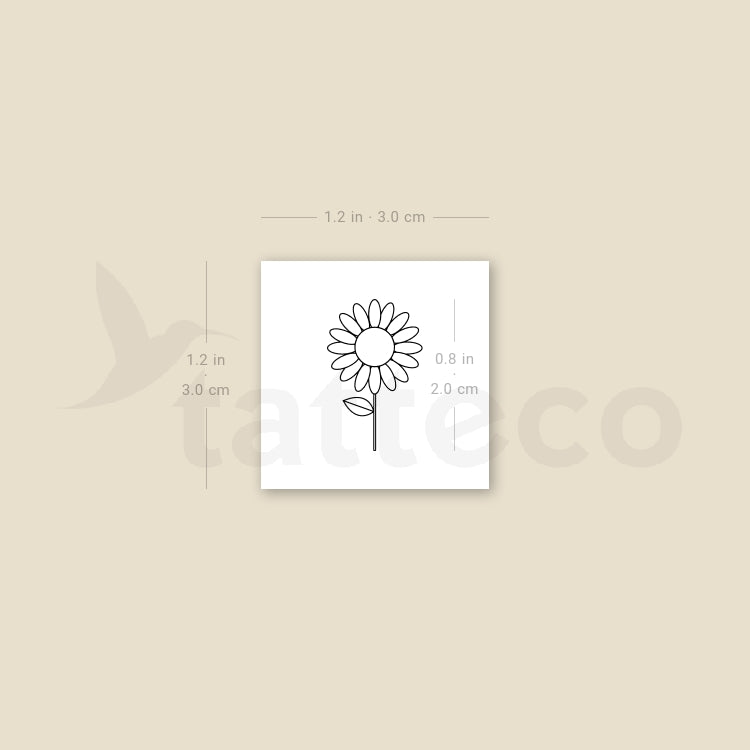 Minimalist Sunflower Temporary Tattoo - Set of 3