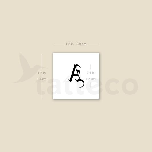 Gothic A Letter Temporary Tattoo - Set of 3