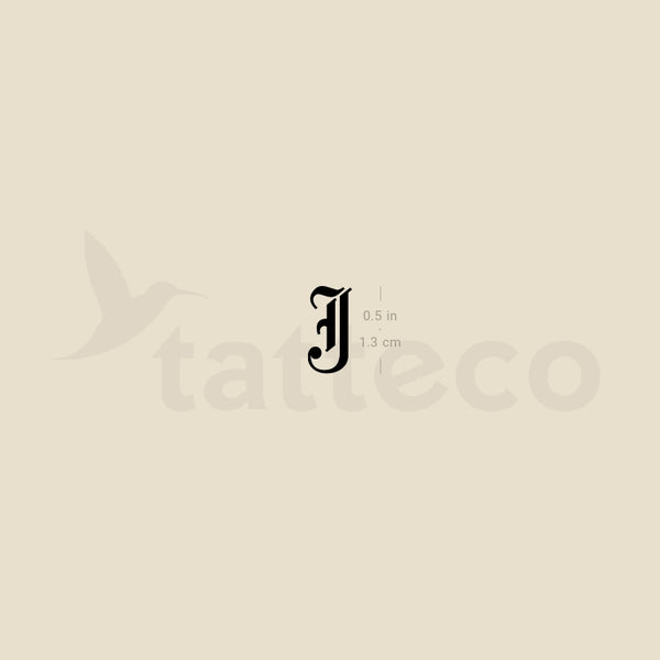 Gothic J Letter Temporary Tattoo - Set of 3