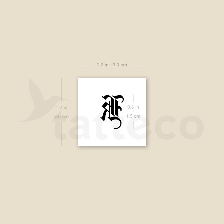 Tatuaje temporal de la letra K gótica - Juego de 3
