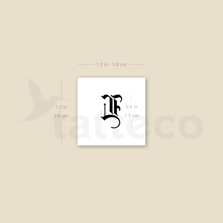 Tatuaje temporal de la letra L gótica - Juego de 3