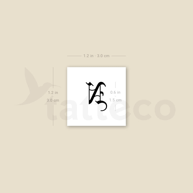 Gothic N Letter Temporary Tattoo - Set of 3