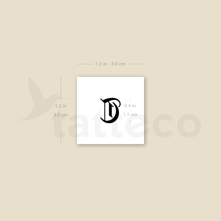 Gothic T Letter Temporary Tattoo - Set of 3