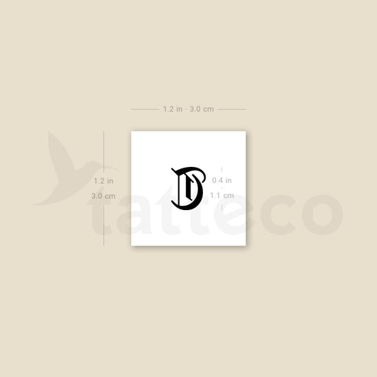Gothic T Letter Temporary Tattoo - Set of 3