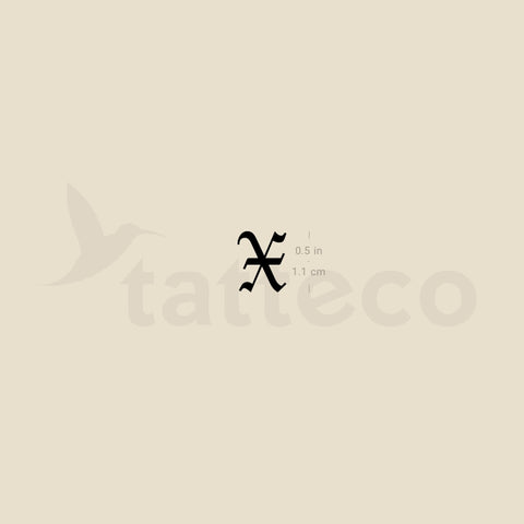 Gothic X Letter Temporary Tattoo - Set of 3