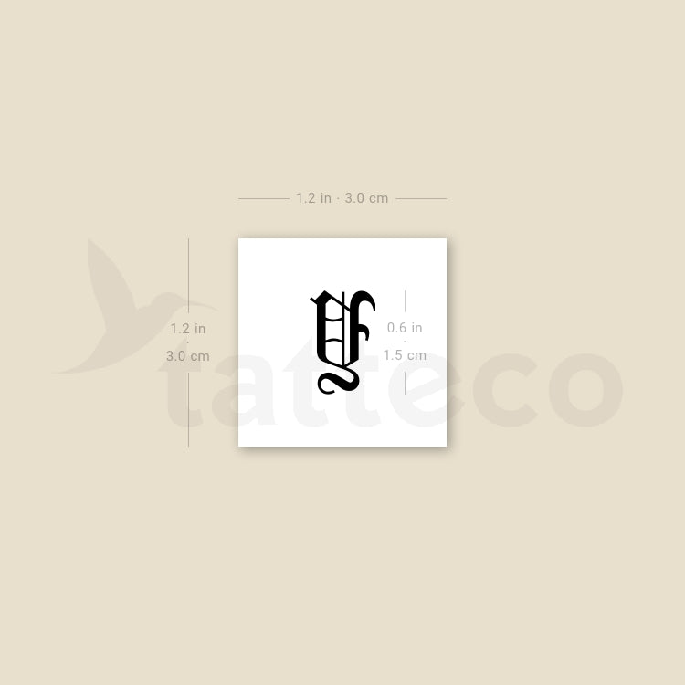 Gothic Y Letter Temporary Tattoo - Set of 3