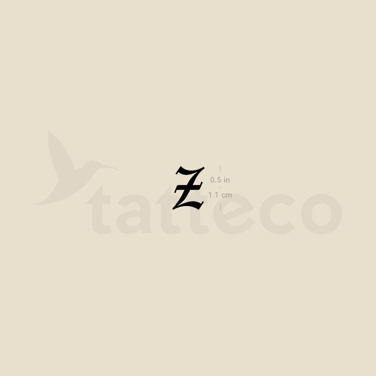 Gothic Z Letter Temporary Tattoo - Set of 3