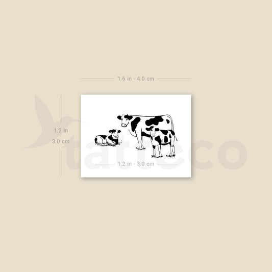Cow Family Temporary Tattoo - Set of 3