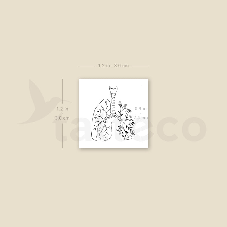 Small Floral Lungs Temporary Tattoo- Set of 3