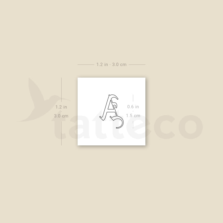 Old English A Letter Temporary Tattoo - Set of 3