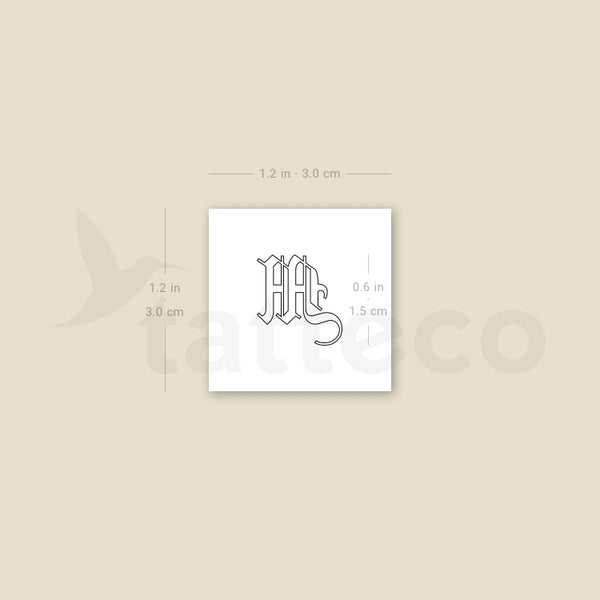 Old English M Letter Temporary Tattoo - Set of 3