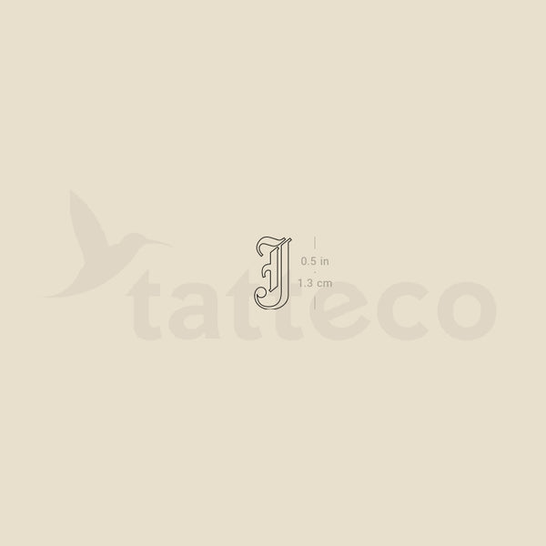 Old English J Letter Temporary Tattoo - Set of 3