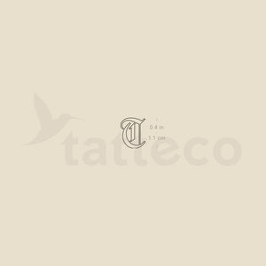 Old English T Letter Temporary Tattoo - Set of 3