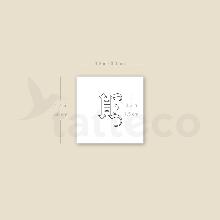 Old English H Letter Temporary Tattoo - Set of 3