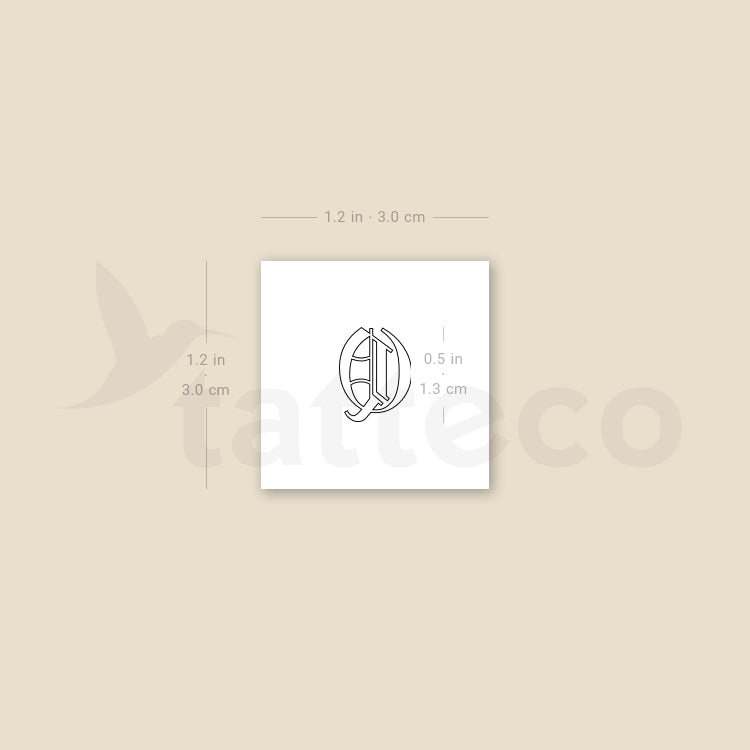Old English Q Letter Temporary Tattoo - Set of 3