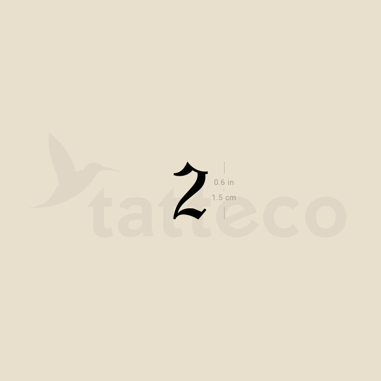Tatuaje temporal número 2 estilo gótico - Juego de 3