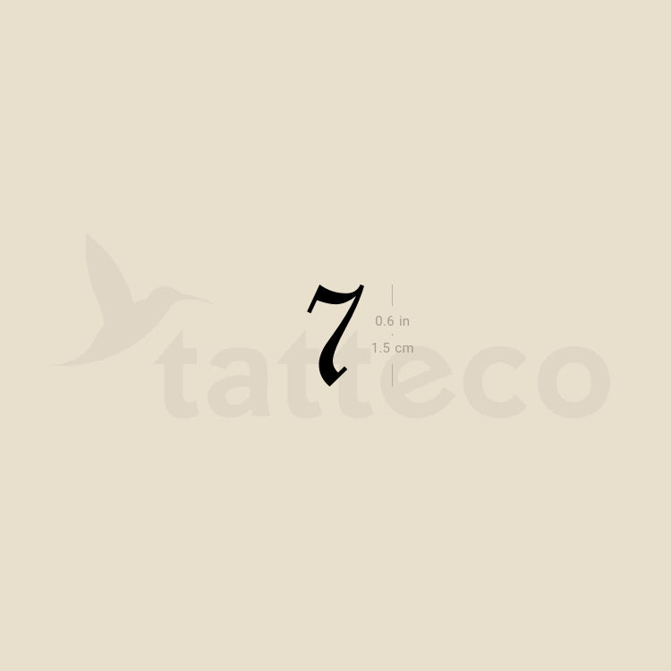 Tatuaje temporal del número 7 en estilo gótico (juego de 3)